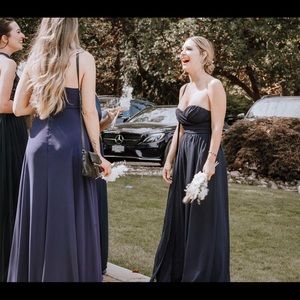 Navy long corset top formal dress